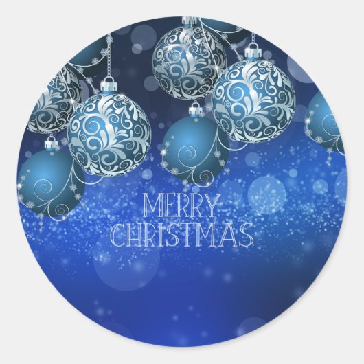 Vintage Blue Flat (Personalisieren) Weihnachtskart Runder Aufkleber (Vorderseite)