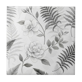 Vintage Blue Floral Botanical Pattern (1) Fliese