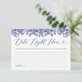 Vintage Blue Floral Bridal Begleitkarte (Stehend Vorderseite)