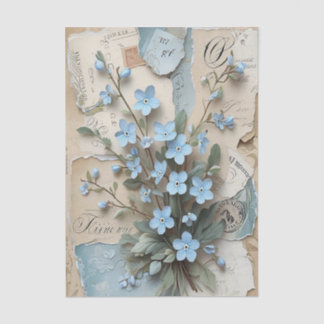 Vintage Blue Floral Forget-Me-Nots Decoupage Seidenpapier