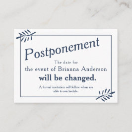 Vintage Blue Floral Frame Information Card Hinweiskarte