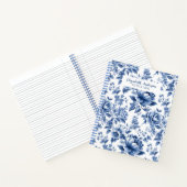 Vintage Blue Floral Rose Pattern Notizblock (Innenseite)