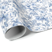 Vintage Blue Floral Toile Elegant Geschenkpapier (Rolleneckpunkt)