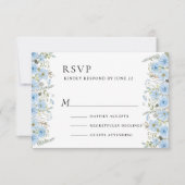 Vintage Blue Floral Wedding RSVP Card Karte (Vorderseite)