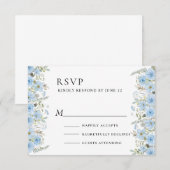Vintage Blue Floral Wedding RSVP Card Karte (Vorne/Hinten)