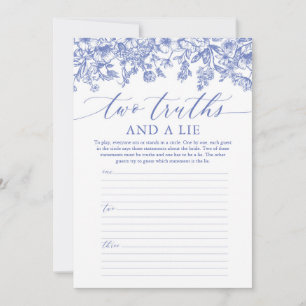 Vintage Blue Floral Zwei Wahrheiten und ein Lügner Einladung
