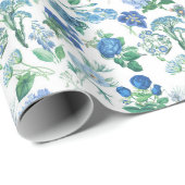 Vintage Blue Flowers Geschenkpapier (Rolleneckpunkt)