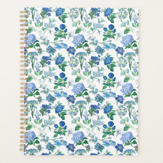 Vintage Blue Flowers Notebook Planer (Vorderseite)