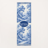 Vintage Blue French Toile Parisian Charm Landscape Yogamatte (Vorderseite)
