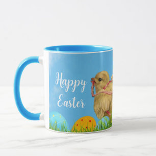 Vintage Blue Frohe Ostern Baby Huhn Combo Tasse