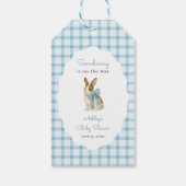 Vintage Blue Gingham Bunny Boy Baby Shower Geschenkanhänger (Rückseite)