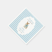 Vintage Blue Gingham Bunny Boy Baby Shower Serviette (Ecke)
