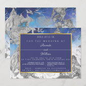 VINTAGE BLUE & GRAU EINLADUNG (Vorne/Hinten)