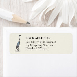 Vintage Blue Heron Hand-Drawn Birdwatcher Address