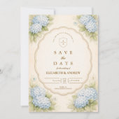 Vintage Blue Hydrangea Garden Wedding Save The Date (Vorderseite)