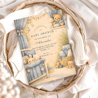 Vintage Blue Jeans Kinderparty-Baby-Einladung