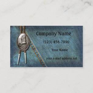 Vintage Blue Jeans Silber-Bolokrawatte Visitenkarte