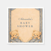Vintage Blue Jeans Teddy Baby Shower Serviette (Vorderseite)