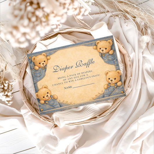 Vintage Blue Jeans Teddy Diapper Raffle Begleitkarte