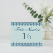Vintage Blue Lace Tischnummer Cards (Stehend Vorderseite)