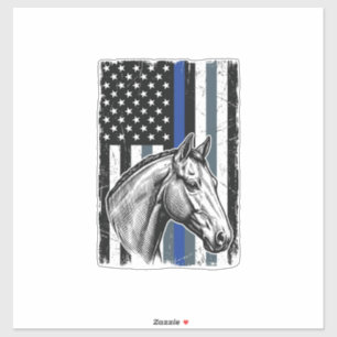 Vintage Blue Line Pferdeflagge Vektor-Design Aufkleber