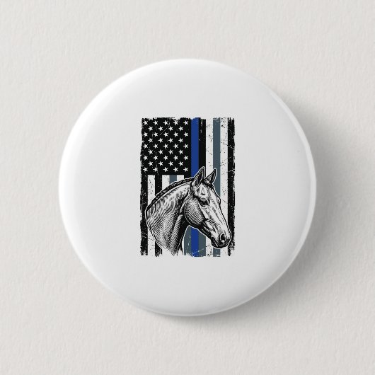 Vintage Blue Line Pferdeflagge Vektor-Design Button (Vorderseite)