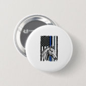 Vintage Blue Line Pferdeflagge Vektor-Design Button (Vorne & Hinten)