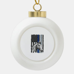 Vintage Blue Line Pferdeflagge Vektor-Design Keramik Kugel-Ornament