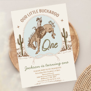 Vintage Blue Little Buckaroo Western 1. Geburtstag Einladung