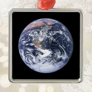 Vintage-Blue-Marble-Erdbild Ornament Aus Metall