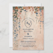 Vintage Blue Morning Glory Wedding Einladung (Vorderseite)