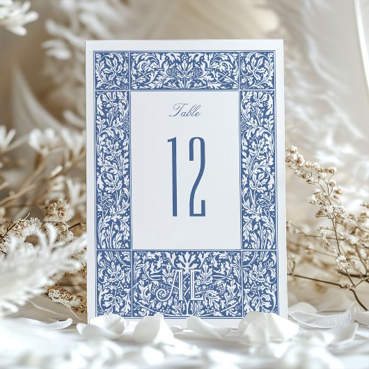 Vintage Blue Morris Tischnummer Cards