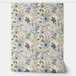 Vintage Blue Neutral Floral Tapete