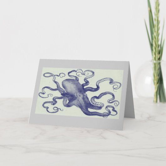 vintage blue octopus card karte (Vorderseite)