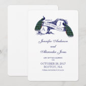 Vintage Blue Peacock Save the Date-Karte Date (Vorne/Hinten)