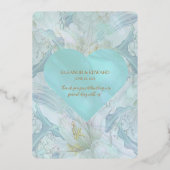 Vintage Blue Peony Foil Tischnummer Card (Rückseite)