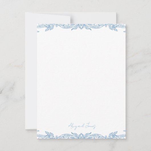Vintage Blue Personalized Script Name Mitteilungskarte (Vorderseite)