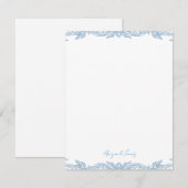 Vintage Blue Personalized Script Name Mitteilungskarte (Vorne/Hinten)