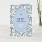 Vintage Blue Pine Branches Folding Christmas Card Karte (Vorderseite)