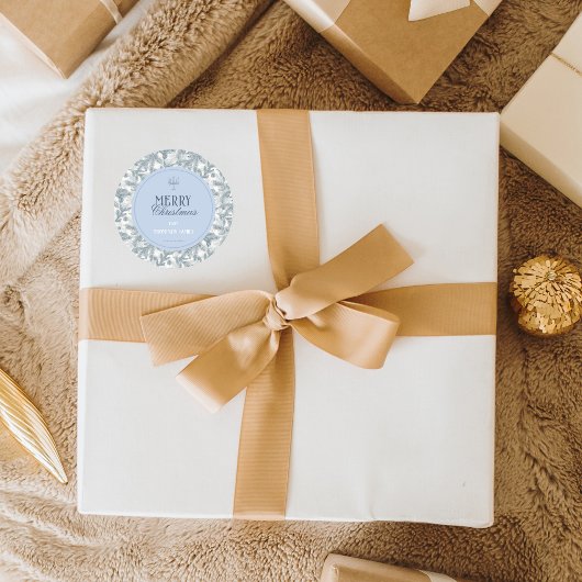 Vintage Blue Pine Christmas Gift Round Stickers