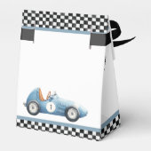 Vintage Blue Race Car 1st Birthday Geschenkschachtel (Rückseite)