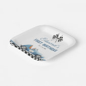 Vintage Blue Race Car 1st Birthday Pappteller (Gewinkelt)