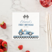 Vintage Blue Race Car 1st Birthday Serviette (Beispiel)