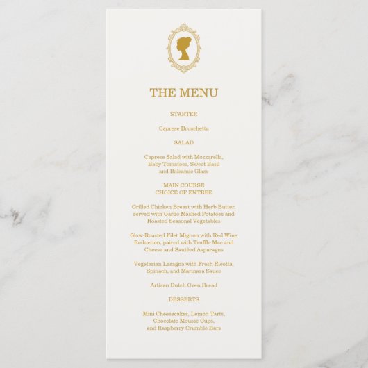 Vintage Blue Regency Cameo Bridal Shower Menükarte (Vorderseite)