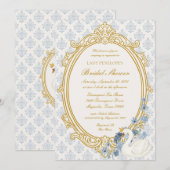 Vintage Blue Regency Swan Cameo Bridal Shower Einladung (Vorne/Hinten)
