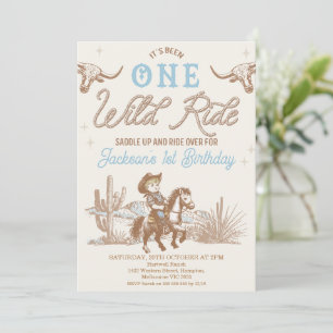 Vintage Blue Rodeo Boys Wild Jahr 1. Geburtstag Einladung