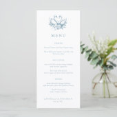 Vintage Blue Romantic Swans Wedding Menu Menükarte (Stehend Vorderseite)
