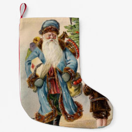 Vintage Blue Santa Kleiner Weihnachtsstrumpf