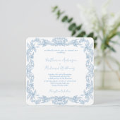 Vintage Blue Square Elegant Wedding  (Stehend Vorderseite)