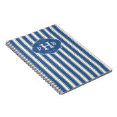 Vintage Blue Stripes Elegant Three-Letter Monogram Notizblock (Rechte Seite)